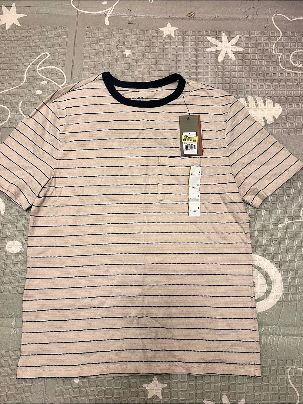 Goodfellow & Co Striped Short Sleeve Tee in Pink & Black Size Small NWT